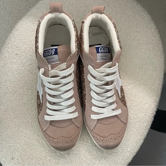Golden Goose Mid Star Pink Rose Gold Glitter Sneakers - Picture 2 of 8